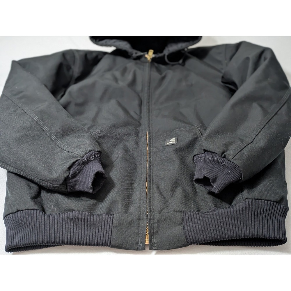 Carhartt Black Hooded Jacket J133 Sz XL Tall Workwear Fullzip Arctic Quilt Lined